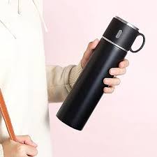 Flask-Vacuum Insulated Double Wall Stainless Steel Bottle for Hot & Cold Water- 500 ml with Set of 2 Cups Ideals for Gifting and Travel Friendly,